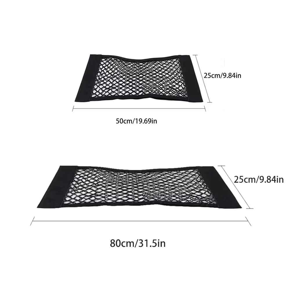 Rete portaoggetti per auto, rete elastica, tascabile, adesivo magico elastico, universale, rete posteriore per bagagliaio, tasca per sedile, organizer per auto 