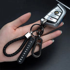 Portachiavi con ciondolo per targa del numero di cellulare fai da te Ingemark Trendy, da uomo, in corda di pelle intrecciata, anti-smarrimento, accessori per portachiavi per auto 