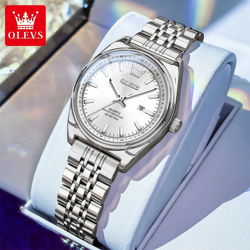 OLEVS New 3703 Watches Woman Elegant Quartz Watch Waterproof Luminous Stainless Steel Date Watches Woman Bracelet Gifts Box