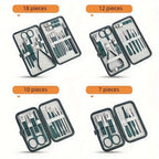 Kit professionale per la cura delle unghie da 7/10/12/18 pezzi, set per manicure e pedicure in acciaio inossidabile, set tagliaunghie con custodia da viaggio 