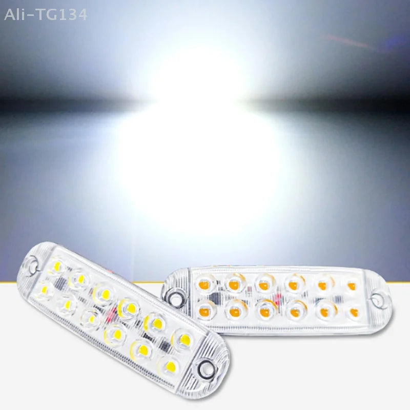 Luci di segnalazione laterali stroboscopiche a 12 LED, barra luminosa lampeggiante per auto, camion, luci di segnalazione, luci di segnalazione per griglia da 12 V a 80 V 