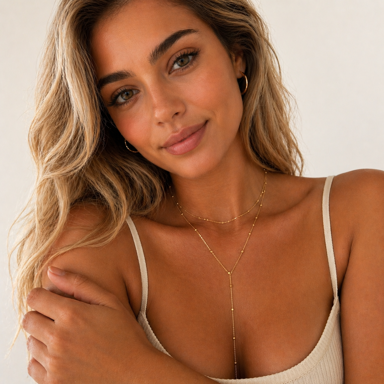 Collana con laccio placcata in oro per donna, collana girocollo con pendente a goccia a catena lunga con doppio laccio, regali di moda 