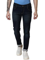 Jeans slim a vita media da uomo BLU SCURO 28