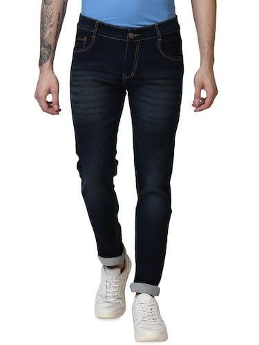 Jeans slim a vita media da uomo BLU SCURO 28