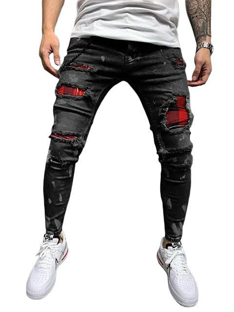 Jeans strappati classici da uomo MULTICOLOR 28