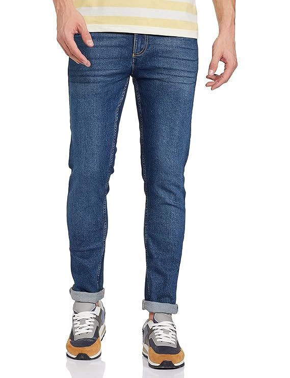 Jeans da uomo in cotone dalla vestibilità comoda (taglia XL) (colore BLU)