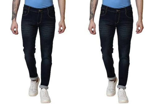 Jeans slim a vita media da uomo, confezione da 2, BLU SCURO, taglia 28