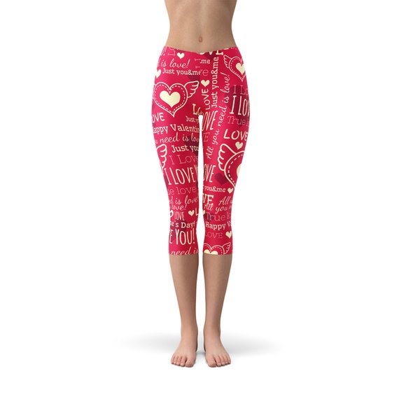 Leggings Capri rossi Love Hearts