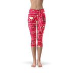 Leggings Capri rossi Love Hearts
