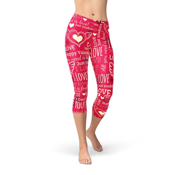 Leggings Capri rossi Love Hearts