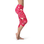 Leggings Capri rossi Love Hearts