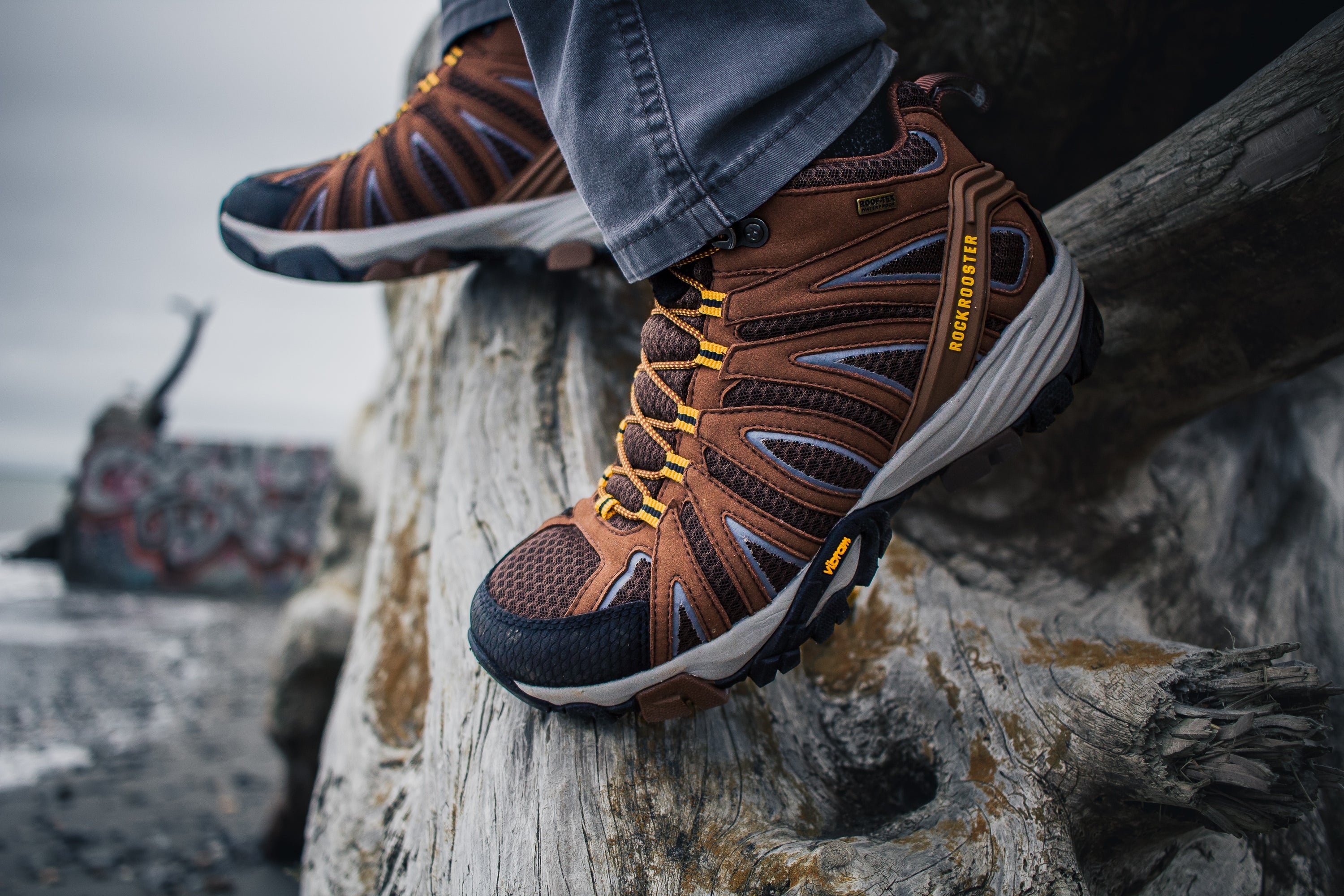 Scarponi da trekking impermeabili ROCKROOSTER Bedrock Brown da 6 pollici con VIBRAM®