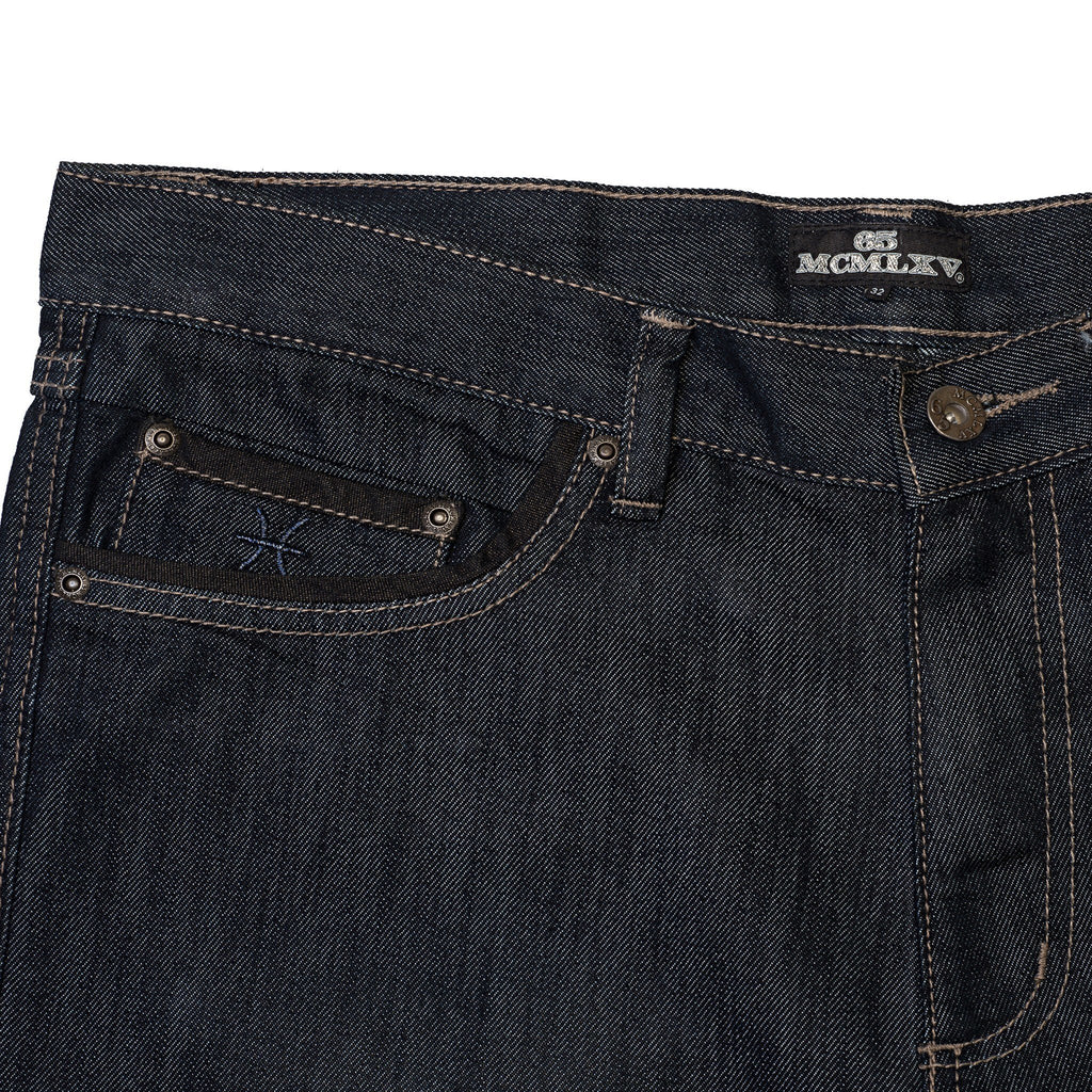 65 MCMLXV Jeans da uomo in denim premium lavaggio scuro