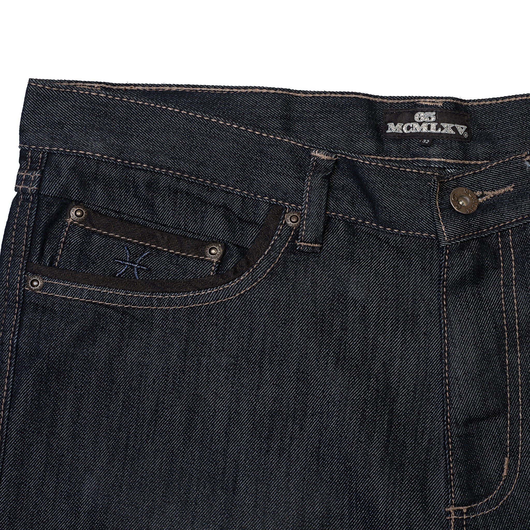65 MCMLXV Jeans da uomo in denim premium lavaggio scuro