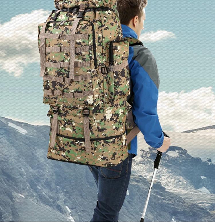 Zaino impermeabile da campeggio e trekking da 100 litri di grande capacità