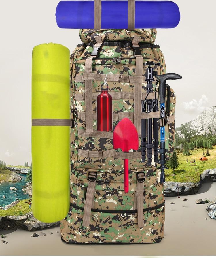 Zaino impermeabile da campeggio e trekking da 100 litri di grande capacità