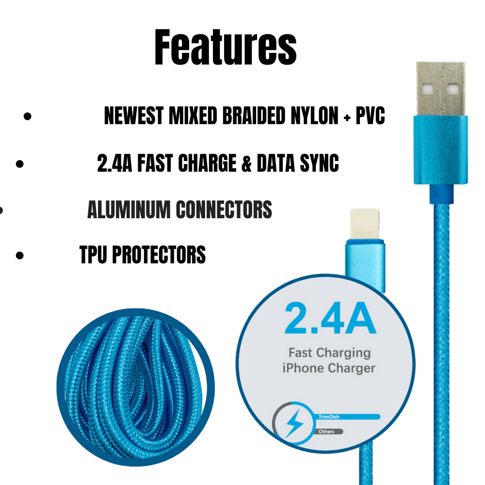 Confezione da 2 cavi per caricabatterie XL da 10 piedi compatibili con iPhone