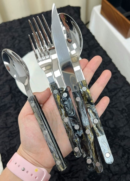 Set di 10 posate moderne ed eleganti in stile Terra - Posate in stile Bistrot