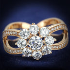 TS586 - Anello in argento sterling 925 color oro rosa con zirconi cubici trasparenti di grado AAA