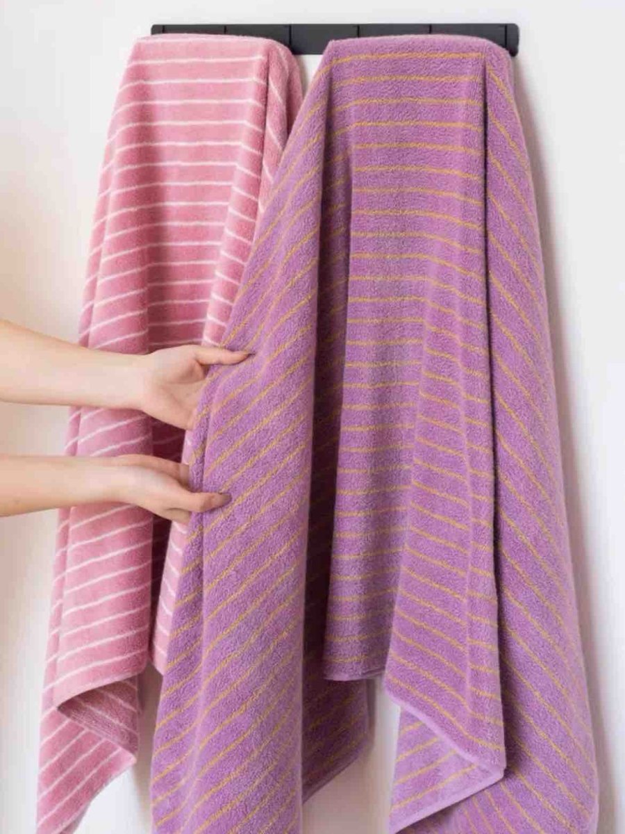 Asciugamano da bagno a righe retrò ultra morbido e assorbente - 100% cotone biologico