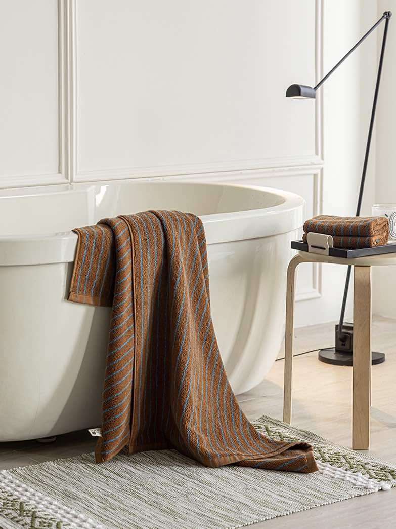 Asciugamano da bagno a righe retrò ultra morbido e assorbente - 100% cotone biologico