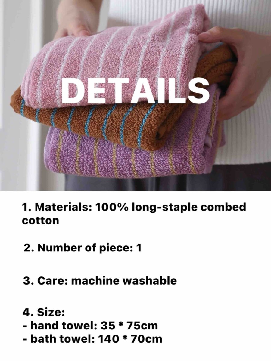Asciugamano da bagno a righe retrò ultra morbido e assorbente - 100% cotone biologico