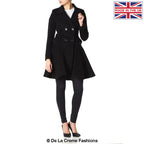 Cappotto skater doppiopetto in misto lana aderente e svasato (1102)