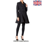Cappotto skater doppiopetto in misto lana aderente e svasato (1102)