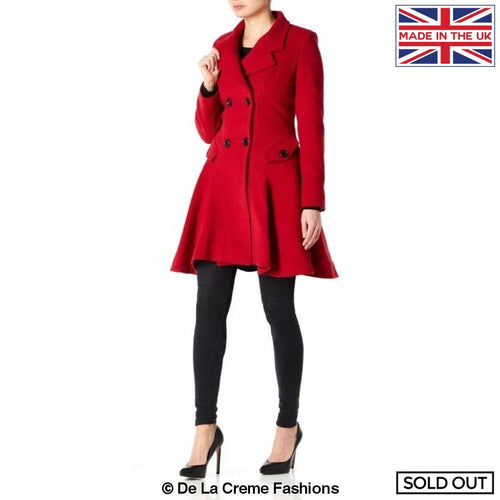 Cappotto skater doppiopetto in misto lana aderente e svasato (1102)