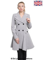 Cappotto skater doppiopetto in misto lana aderente e svasato (1102)