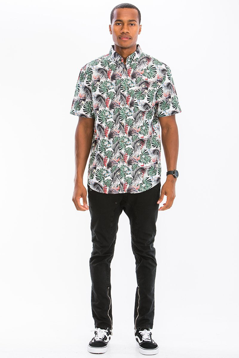 CAMICIA CON BOTTONI E STAMPA HAWAIIANA
