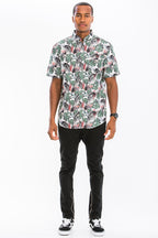 CAMICIA CON BOTTONI E STAMPA HAWAIIANA
