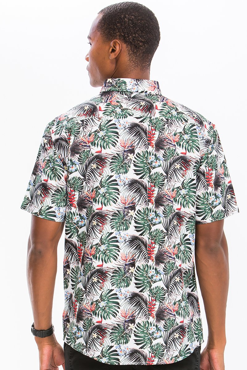 CAMICIA CON BOTTONI E STAMPA HAWAIIANA