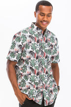 CAMICIA CON BOTTONI E STAMPA HAWAIIANA