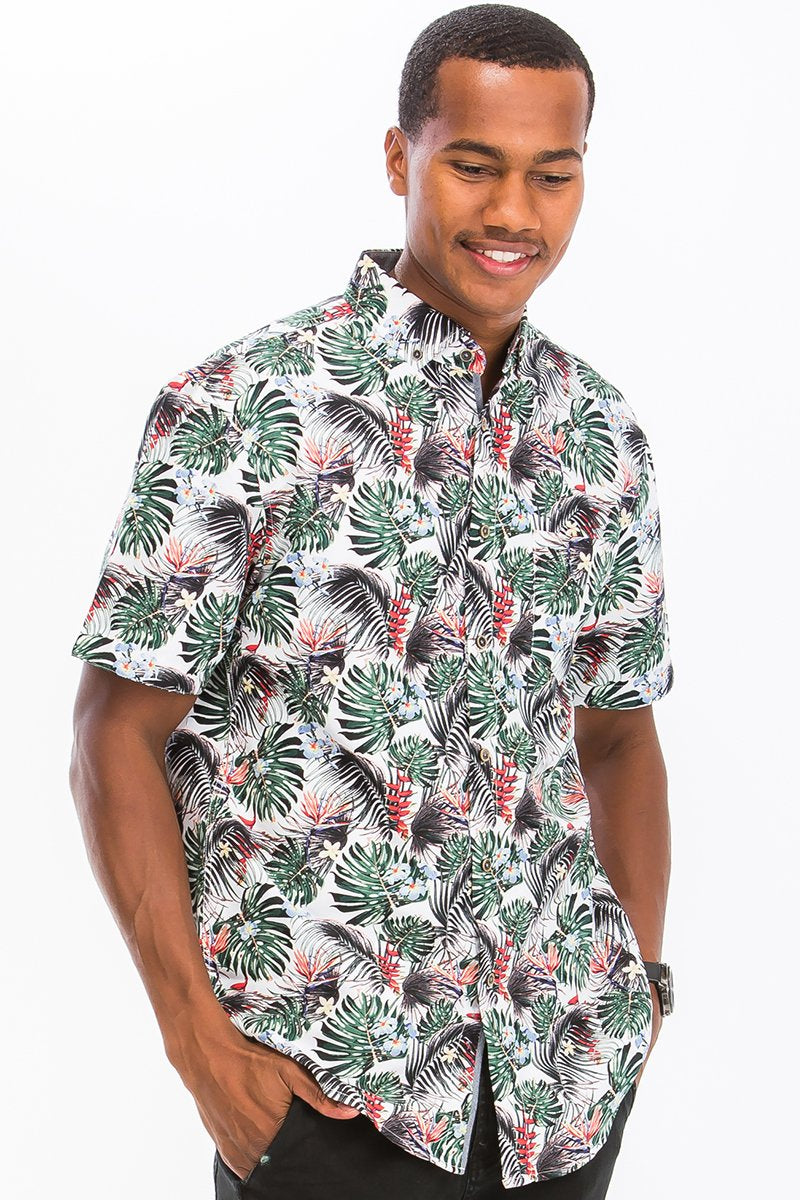 CAMICIA CON BOTTONI E STAMPA HAWAIIANA